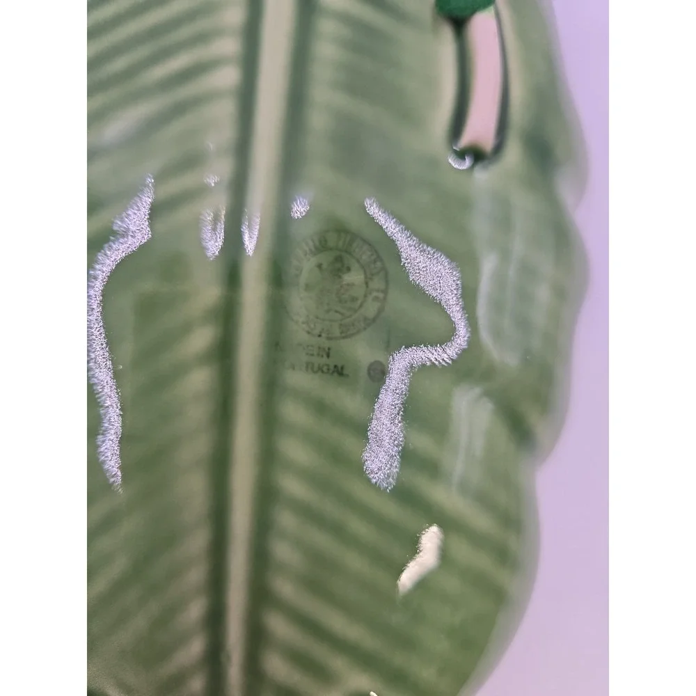 Vintage Green Banana Leaf Serving Tray By Bordallo Pinheiro Portugal 10-inch GUC